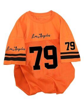 Men's Number Graphic Jersey Shirt, ORANGE, Size MEDIUM